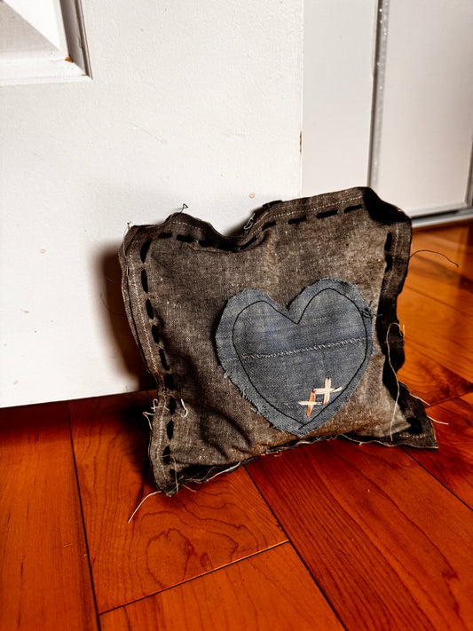 Blue heart doorstop pillow #3