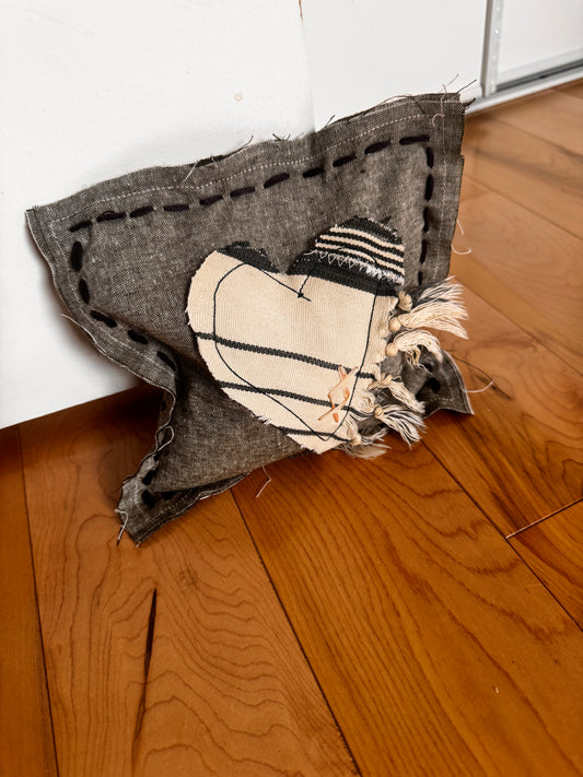 Blue heart doorstop pillow #2