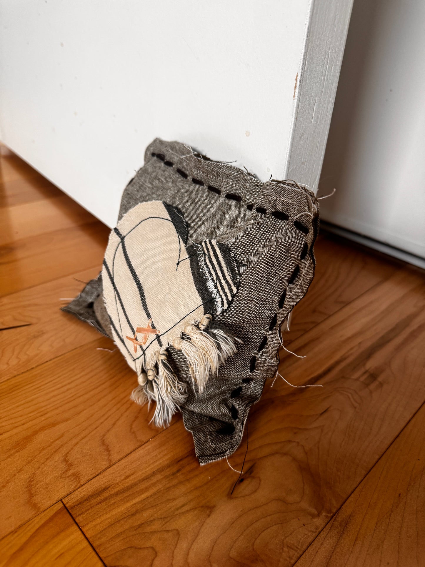 Blue heart doorstop pillow #2
