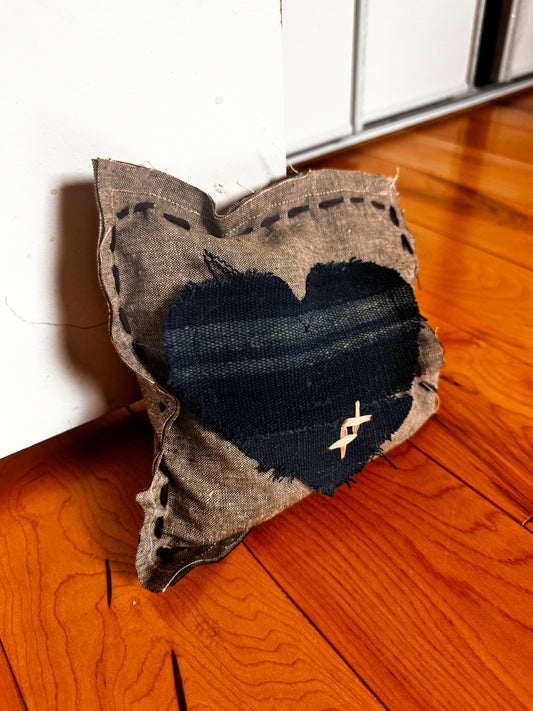 Blue heart doorstop pillow #1