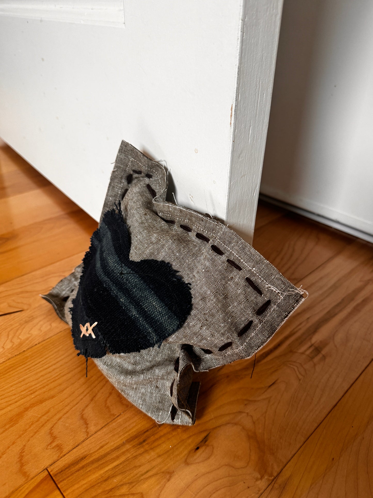 Blue heart doorstop pillow #1