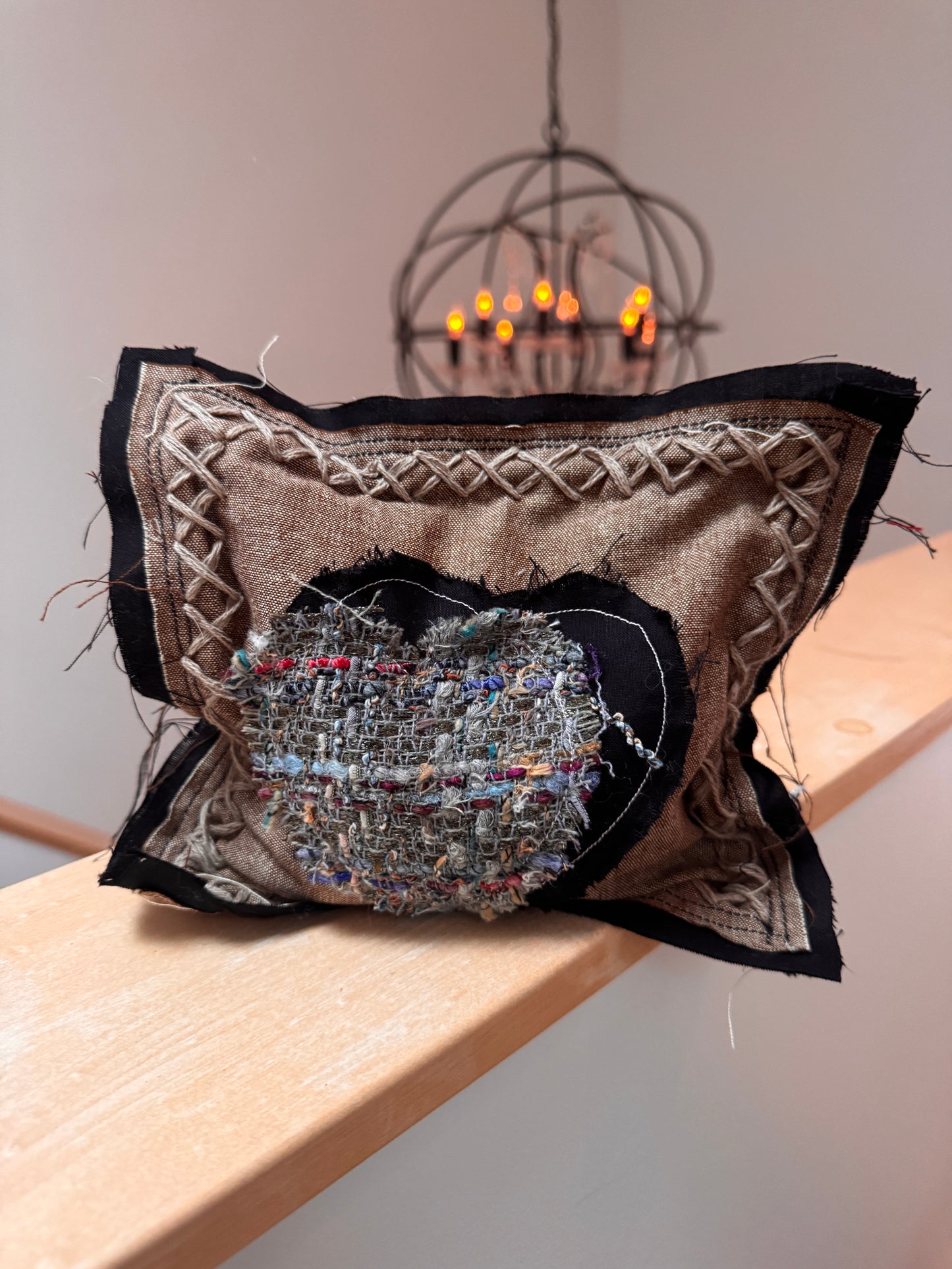 8x8 Doorstop Pillow with Chanel Fabric Heart (Blue)