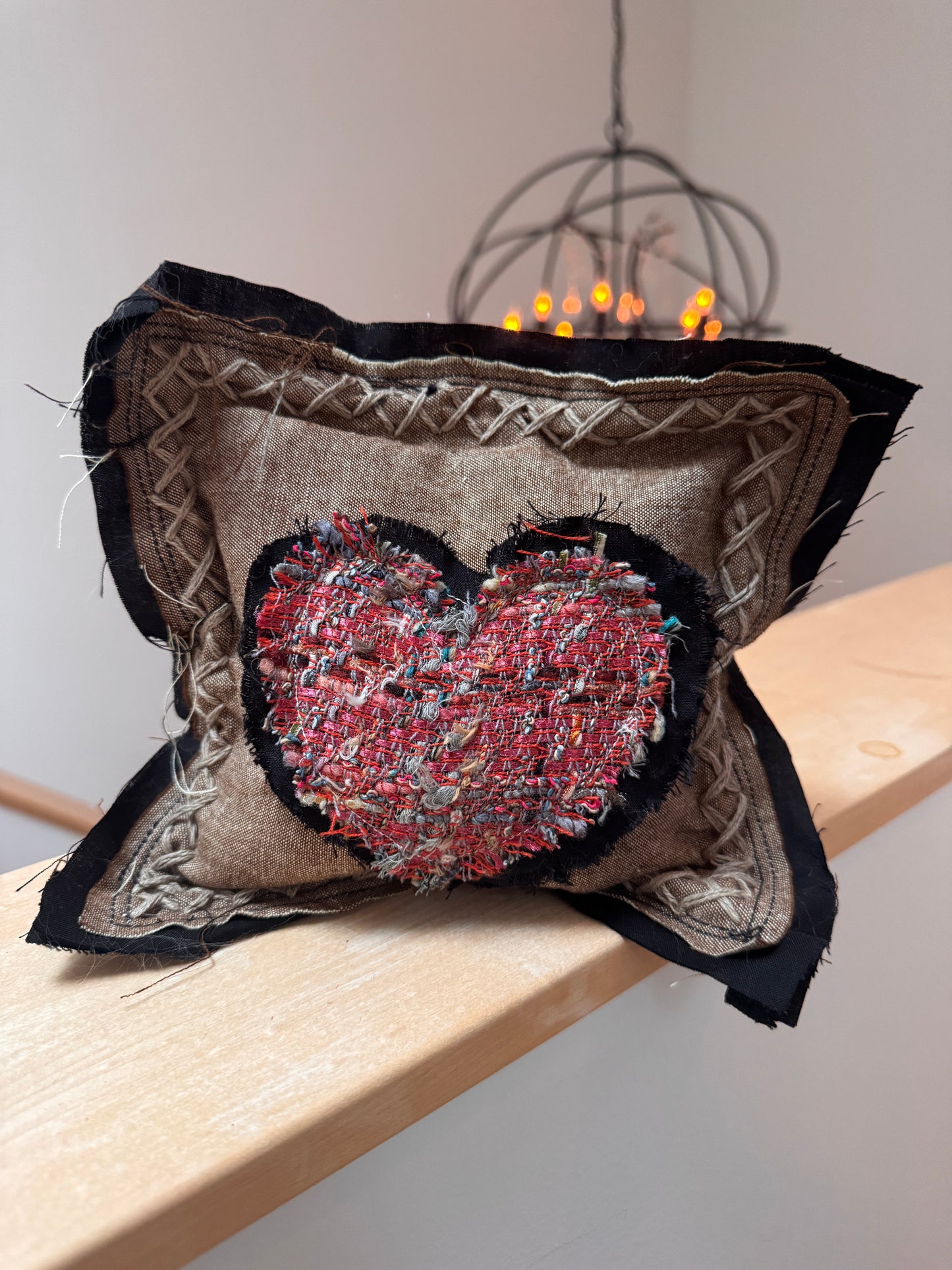 8x8 Doorstop Pillow with Chanel Fabric Heart (Violet)