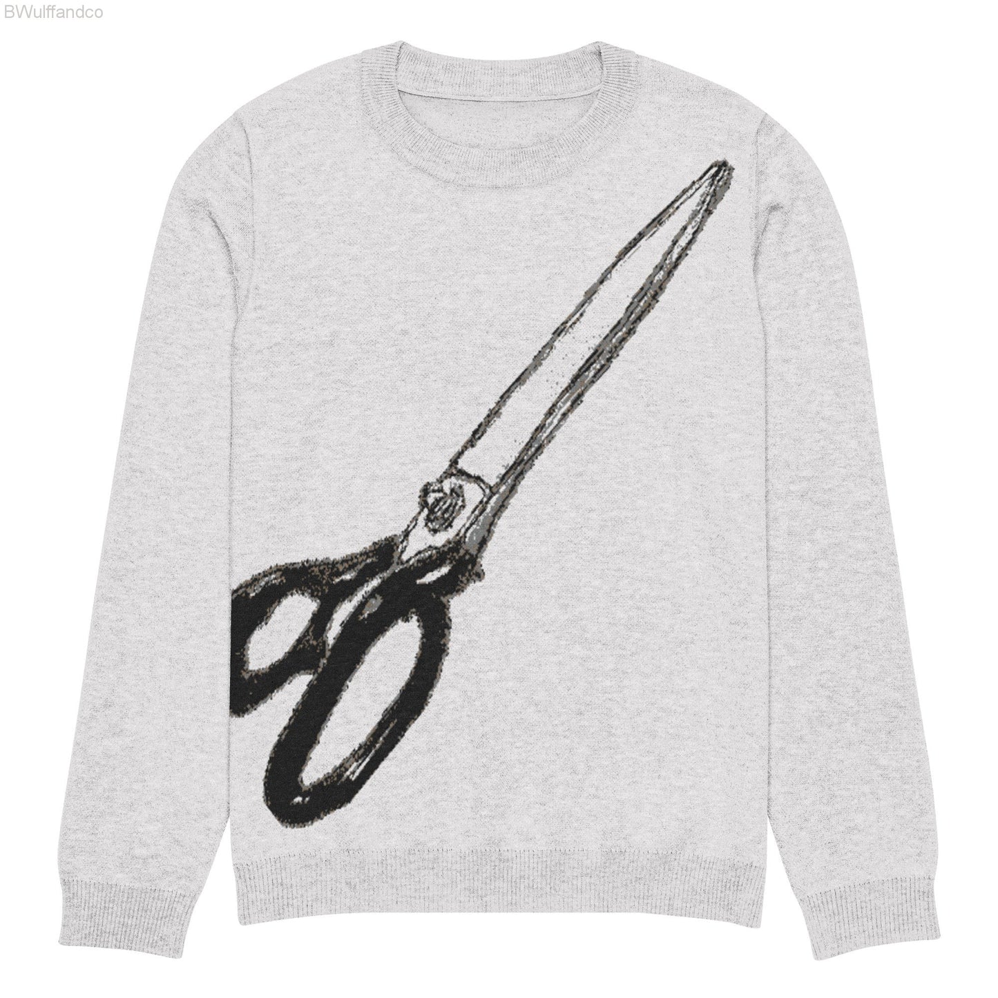 Knitted Crew Neck Sweater - Scissors