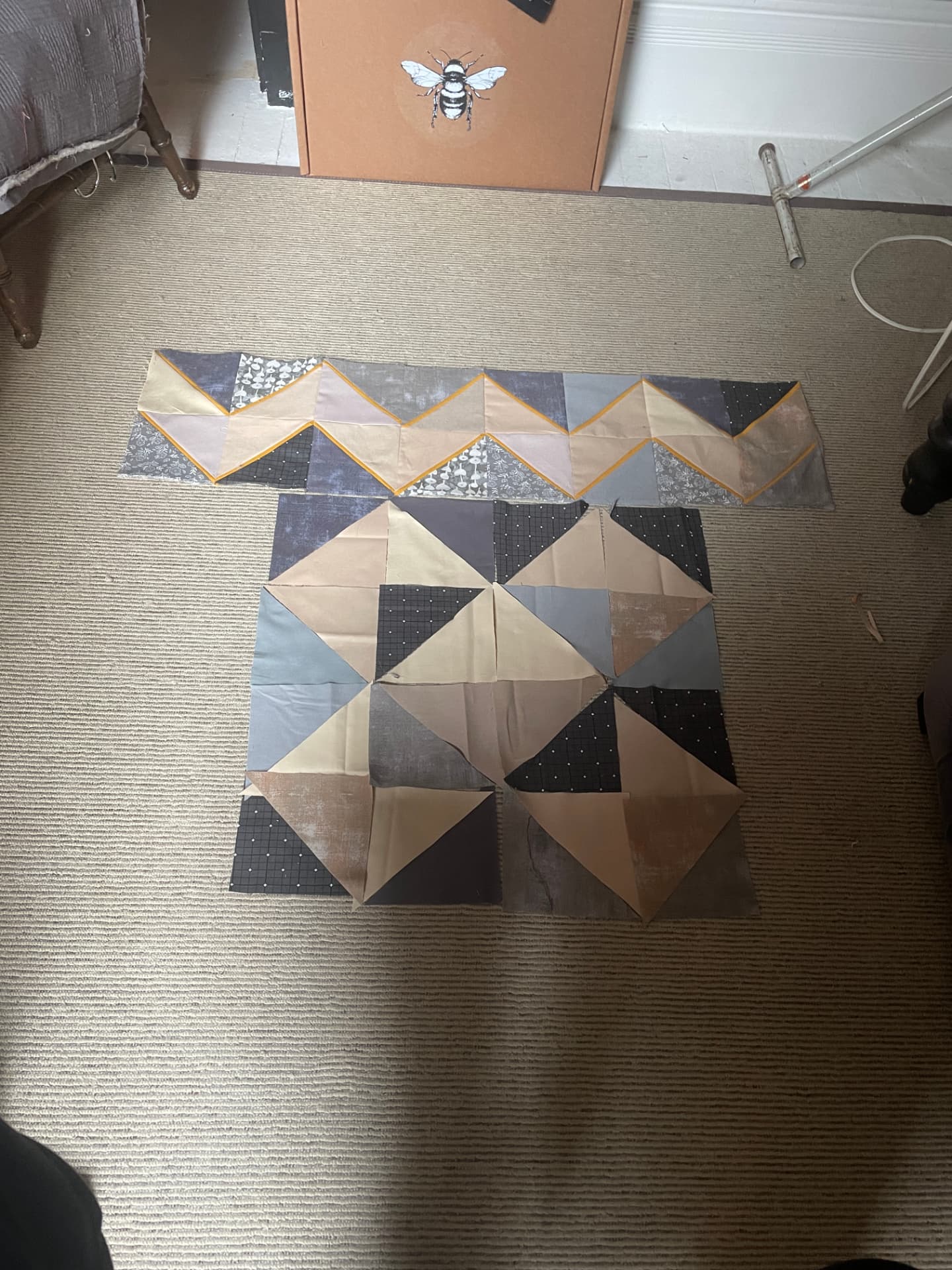 Blocks arranged into pinwheels
