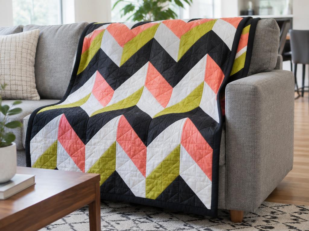 A full graphic throw quilt · 48" × 54"