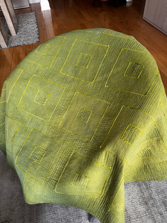 Green Block Whole-cloth Quilt