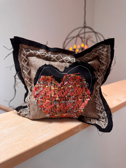 8x8 Doorstop Pillow with Chanel Fabric Heart (Orange)