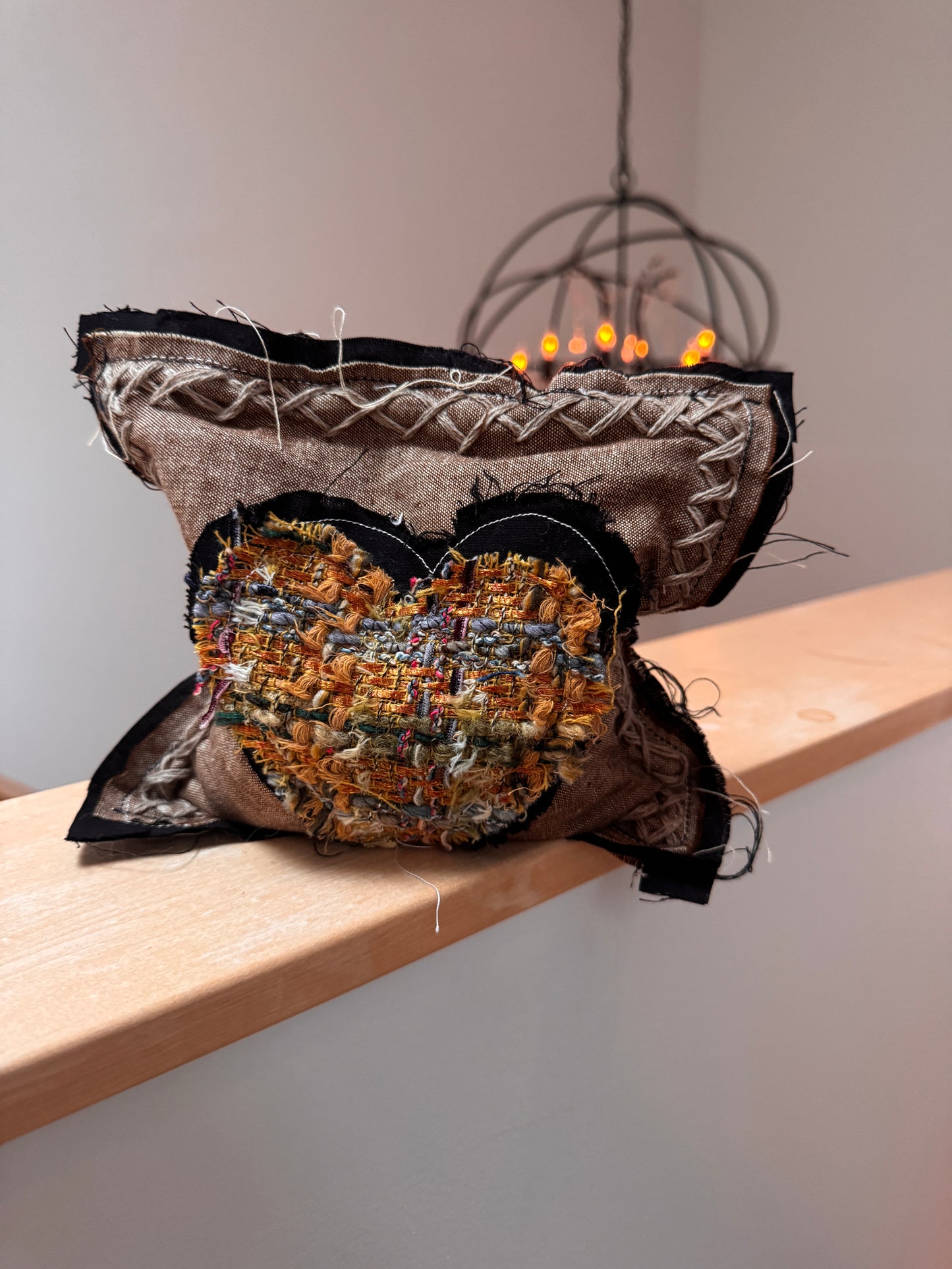 8x8 Doorstop Pillow with Chanel Fabric Heart (Yellow)