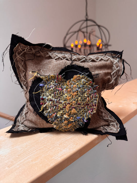 8x8 Doorstop Pillow with Chanel Fabric Heart (Green)