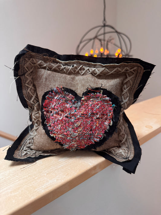8x8 Doorstop Pillow with Chanel Fabric Heart (Violet)