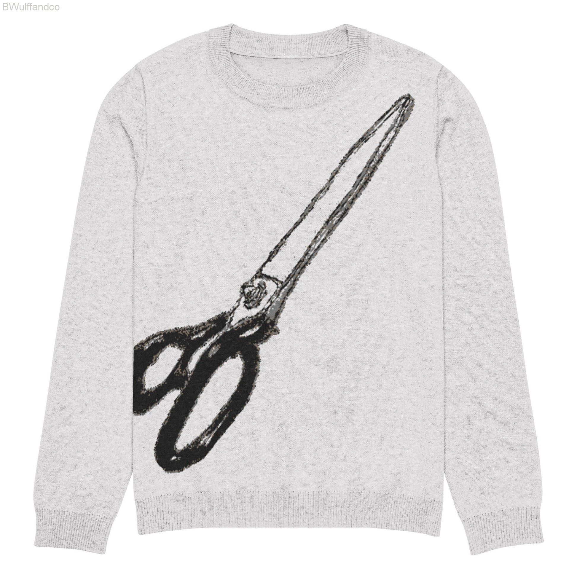 Knitted Crew Neck Sweater - Scissors