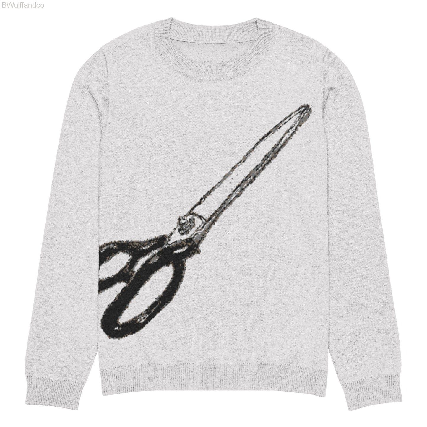 Knitted Crew Neck Sweater - Scissors