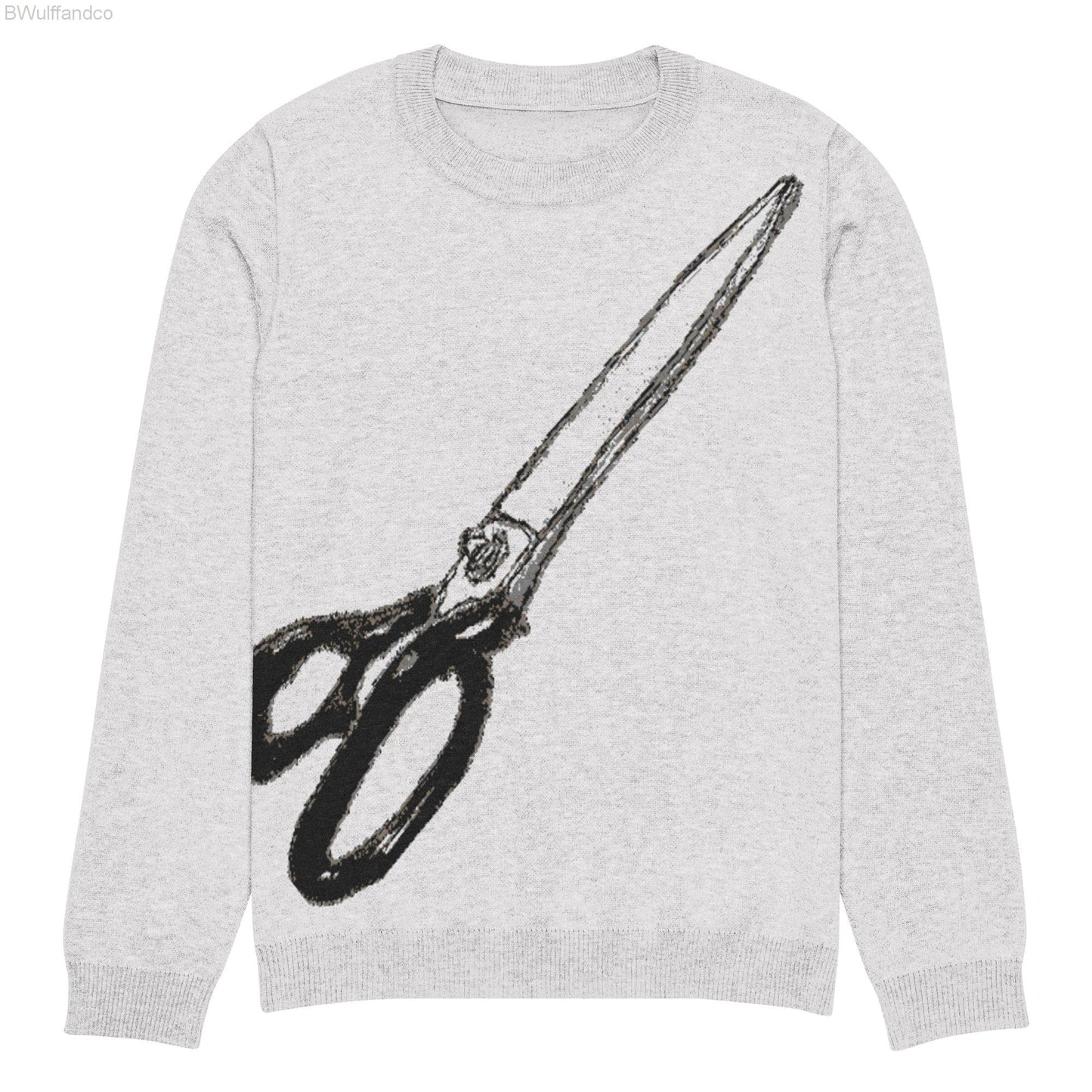 Knitted Crew Neck Sweater - Scissors