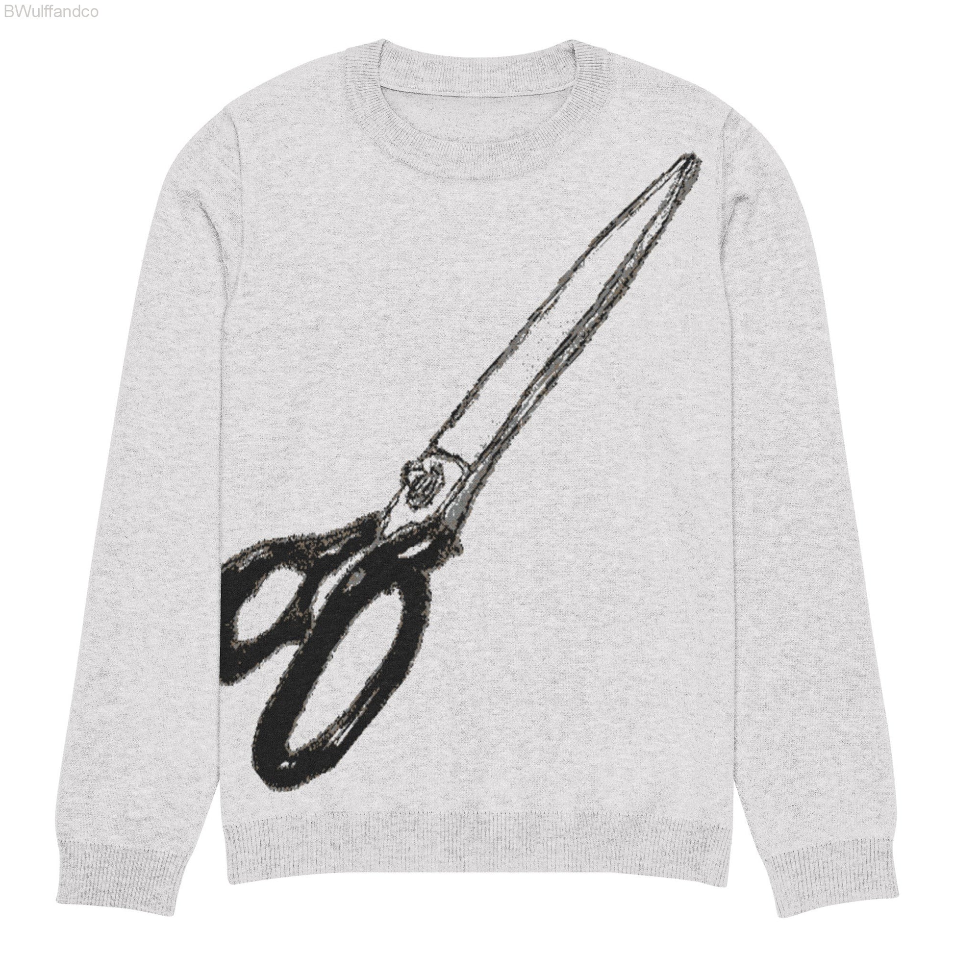 Knitted Crew Neck Sweater - Scissors