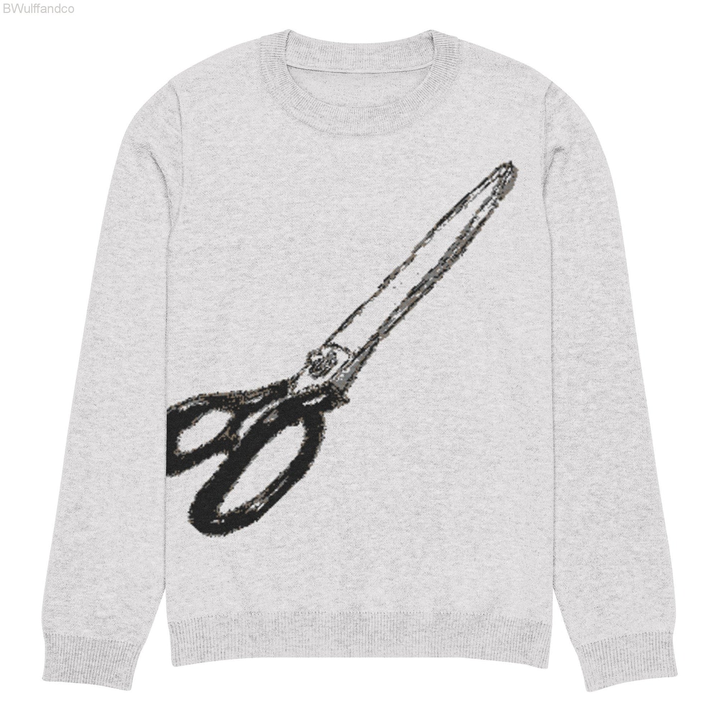 Knitted Crew Neck Sweater - Scissors