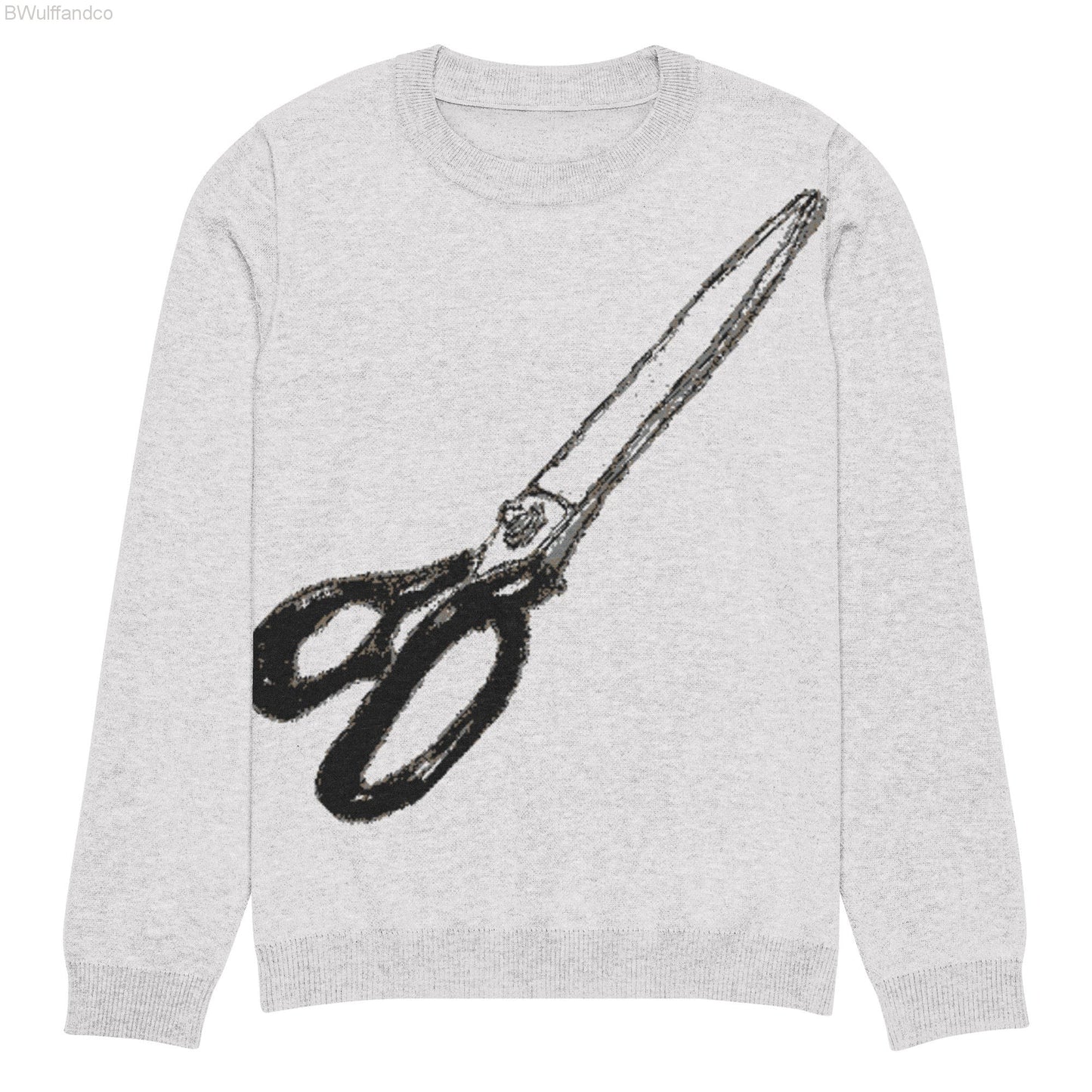 Knitted Crew Neck Sweater - Scissors