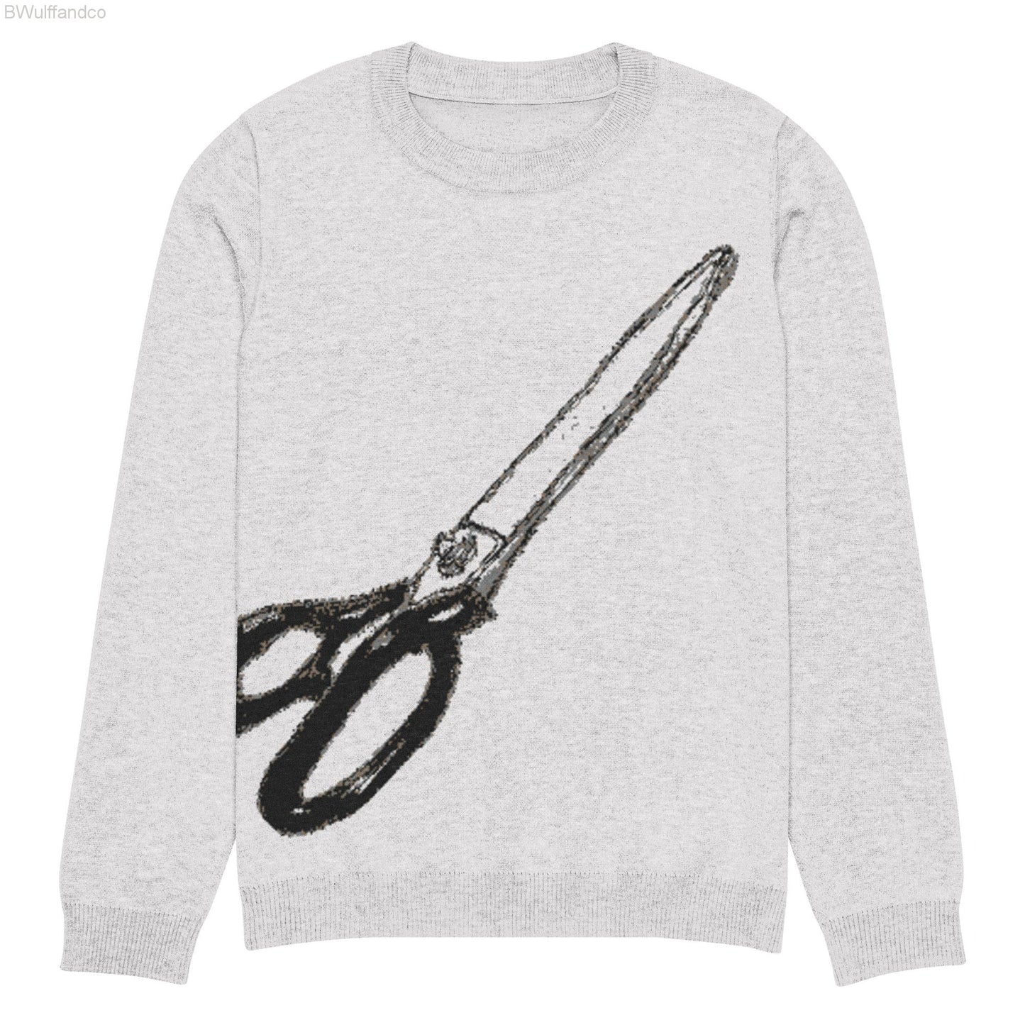 Knitted Crew Neck Sweater - Scissors