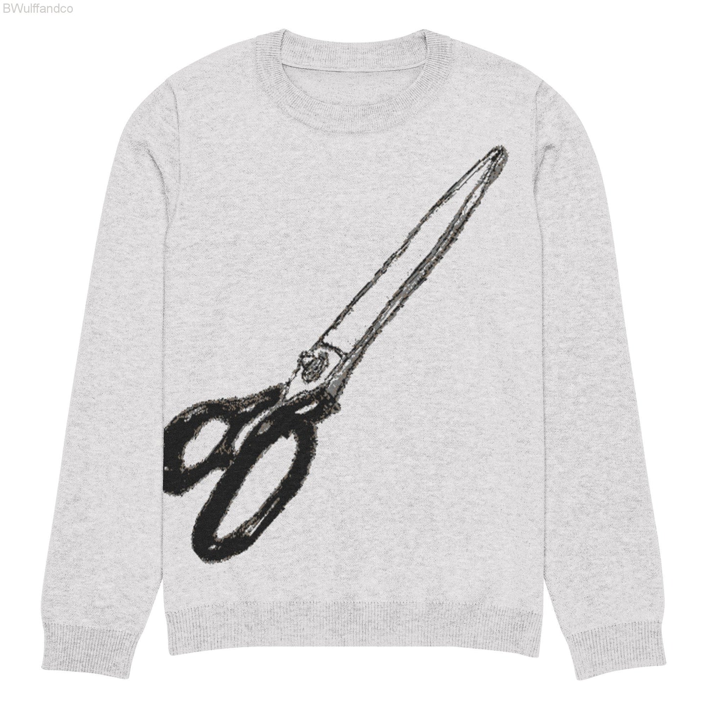 Knitted Crew Neck Sweater - Scissors