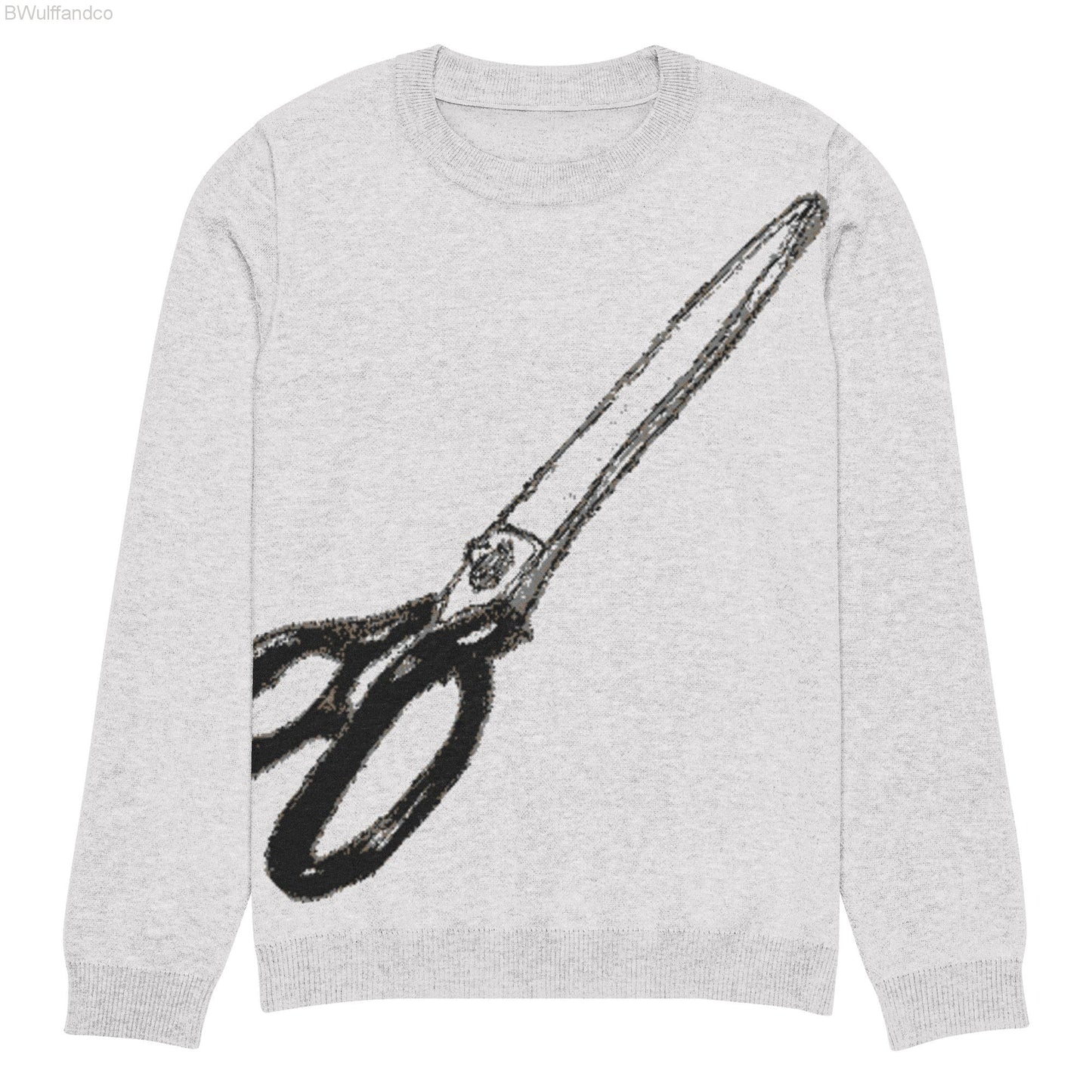 Knitted Crew Neck Sweater - Scissors